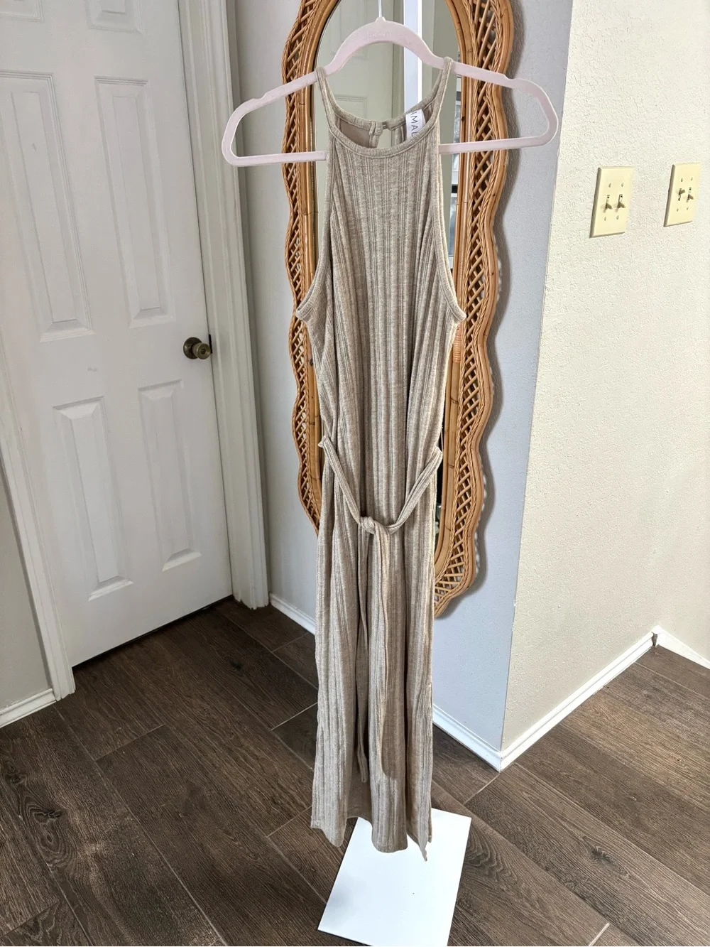 Anthropologie / NWT Amadi Caroline Knit Halter Maxi Dress In Oatmeal